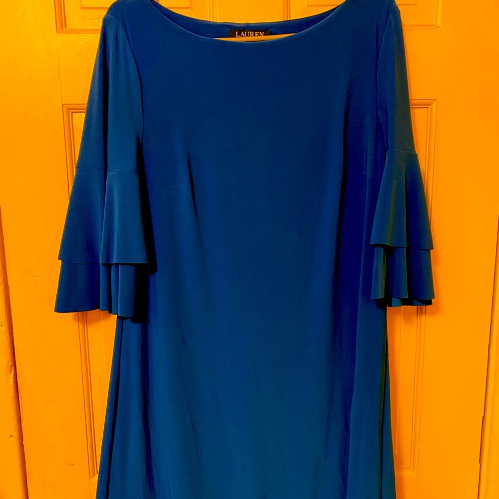 Lauren by Ralph Lauren Blue flutter sleeve dress